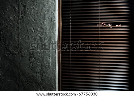 Mysterious woman pulls the blinds apart to see the outside world