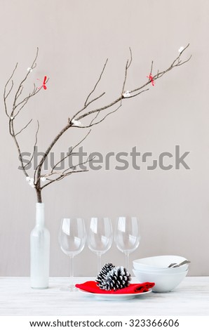 Christmas decoration table display, simple elegant modern minimalist ornaments