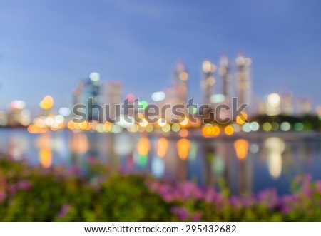 bangkok cityscape  at twilight time, Blurred Photo and bokeh