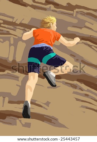 Rock climb sport, on the rocky background