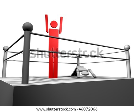 Boxing match, at compete the on the stage, two boxers, an is a victor, an is a failed.