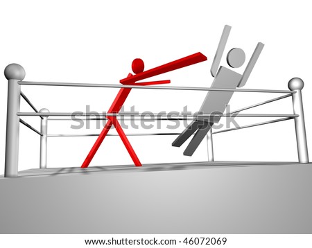 Boxing match, at compete the on the stage, two boxers, pass the vigorous game, an is a victor, an is a failed.