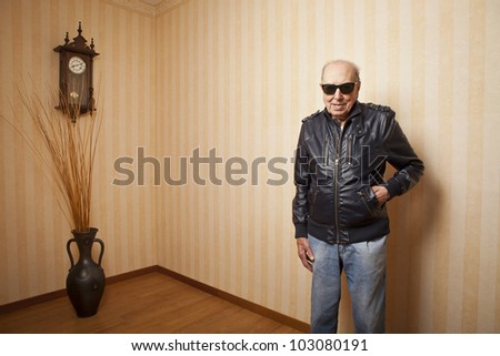 cool fashion elder man with sunglasses