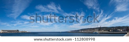 panoramic view of trieste waterfront, italy adriatic sea