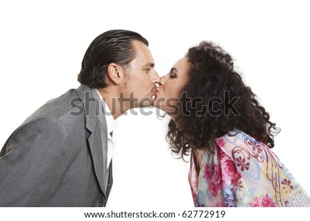 people kissing. of young people kissing