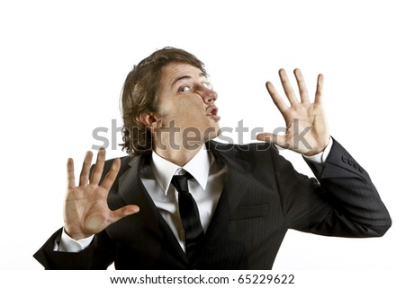 young businessman crushed on a glass