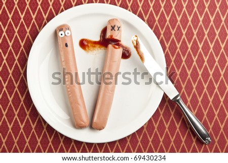 funny picture of murdered hotdog