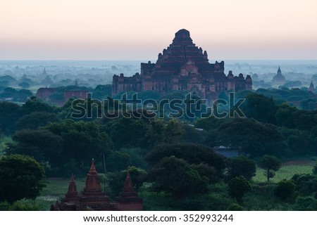 The Temples of Bagan sunrise time Bagan, Myanmar