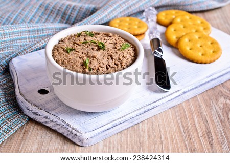 Pate chicken liver brown in ceramic ware