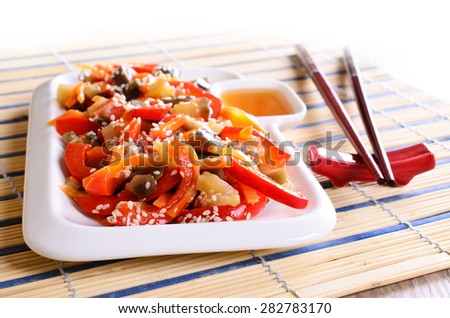 Vegetables in an Asian style with sesame seeds