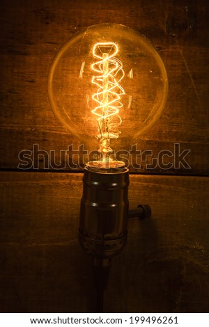 vintage light bulb turned on