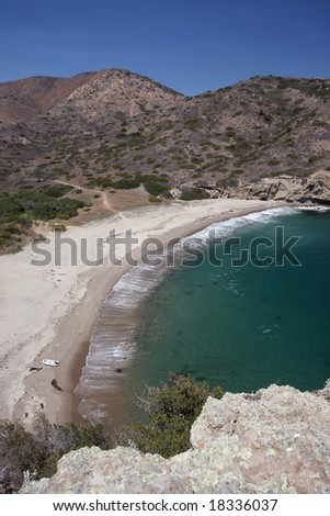 Desert island beach at Coches Prietos, Santa Cruz Island