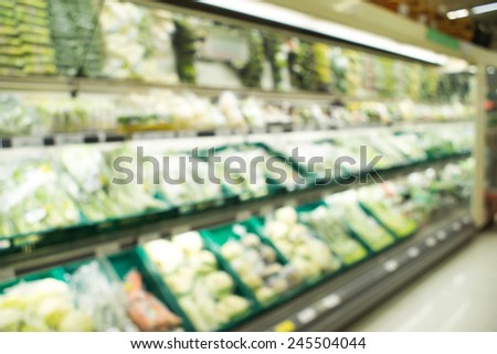 Blur refrigerator for vegetable in supermarket with bokeh