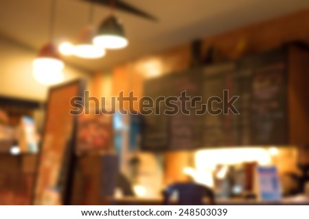 Normal angle coffee cafe background blur with bokeh.