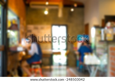 Normal angle coffee cafe background blur with bokeh.
