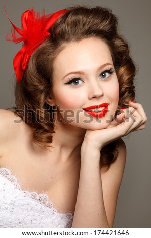 Pin-up bride .Professional make-up, hair and style
