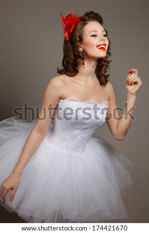 Pin-up bride.Professional make-up, hair and style