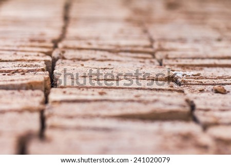 Square bricks background - texture, selected focus
