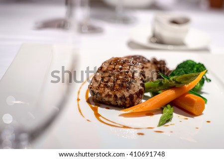 Beef steak in fine dining restaurant