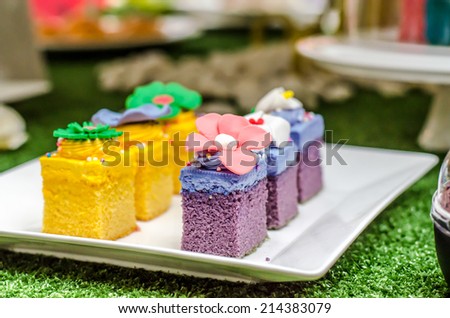 A lot of color full cake, cup cake, Trifle