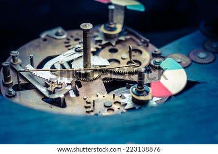 Close up image of a gear of old watch