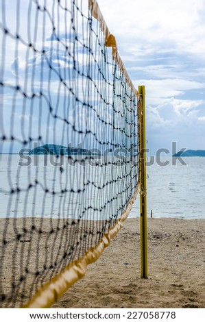 An image of net of volley ball on the beach
