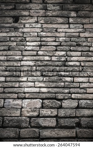 Vintage style, The ancient brick wall in ancient temple in Thailand