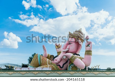 This Ganesha statue\'s photo were taken in public area in the public temple named \