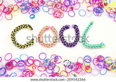 band Bracelets arranged to read the word cool.