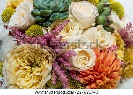natural flowers wedding bouquet isolated on white