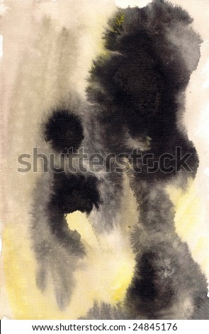 abstract watercolor background: black and yellow