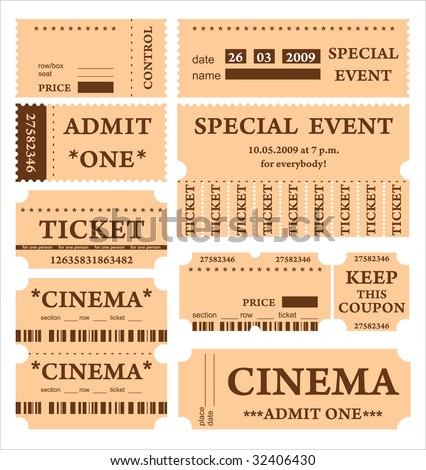 set of vintage tickets with place for text (look for vector version in my portfolio)