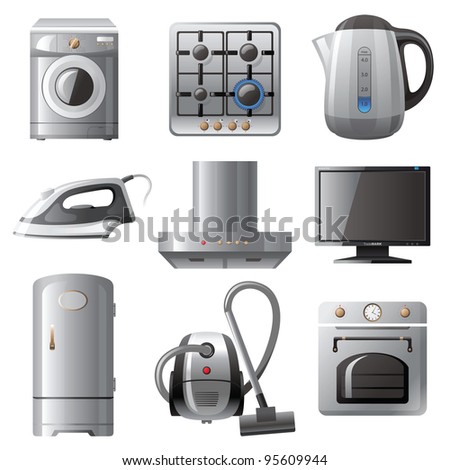 Household Appliances Icons Set Stock Vector 95609944 : Shutterstock