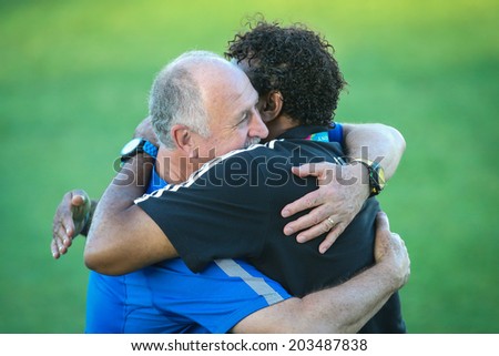 FORTALEZA BRAZIL - July 3, 2014: Brazil coach Scolari at President Vargas Stadium one day before the Quarter-Finals game against Colombia. NO USE IN BRAZIL.