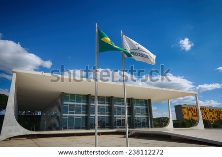 BRASILIA, BRAZIL - JUNE 22, 2014: Supreme Federal Court at the Three Powers Plaza located at the capital of Brazil.