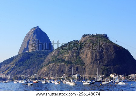 RIO DE JANEIRO, BRAZIL - APRIL 25, 2013: Enseada de Botafogo and Sugar Loaf mountain in the background.