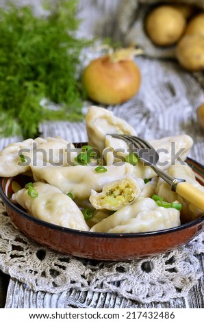Traditional russian dish-vareniki with potatoes.