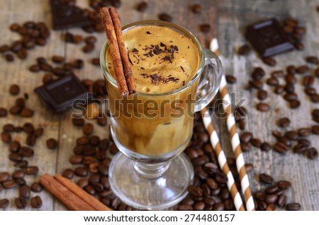 Coffee frappe - traditional recipe of greek cuisine.Summer drink.