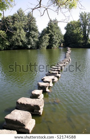A row of stones in water