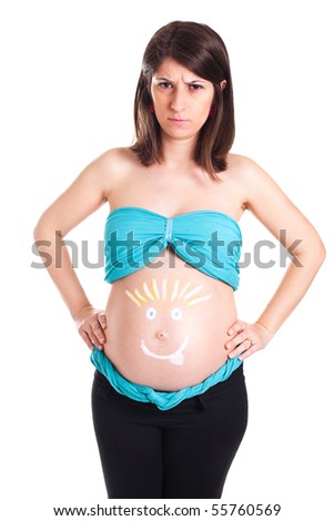 pregnant woman drawing. pregnant woman with funny