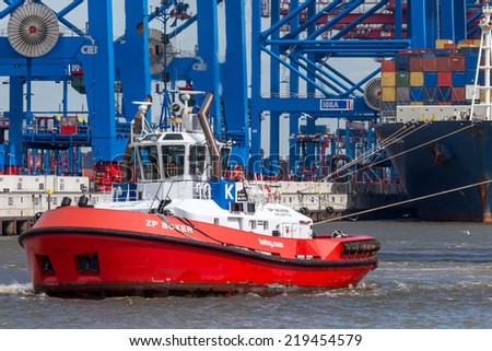 Hamburg, Germany - June 23, 2014: Tug boat in the port of Hamburg