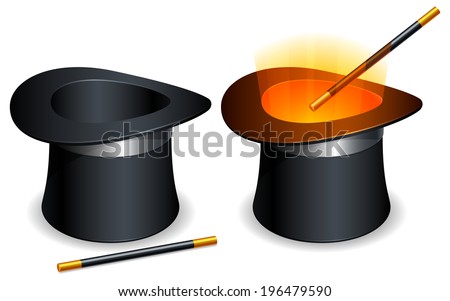 Magic hat and wand Magic hat and wand