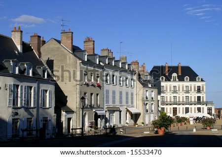 Small French town square in Loire Valley France