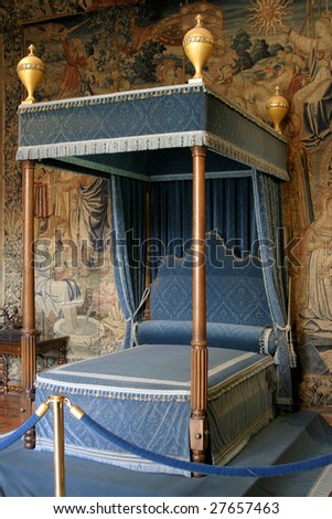 Royal bed of Catherine de Medicis, Chateau de Chenonceau, Loire Valley, France
