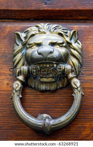 Brass lion door knocker, Italy