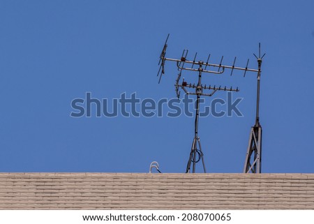 Yagi Antenna And Lightning Rod On The Roof