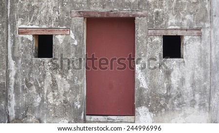 Front Door And Window of  An Unit of  Ancient Barracks of The Qihou Fort , Built in 1875 During The Qing Dynasty. Made by Stones And Wood. Located in Kaohsiung, Taiwan.