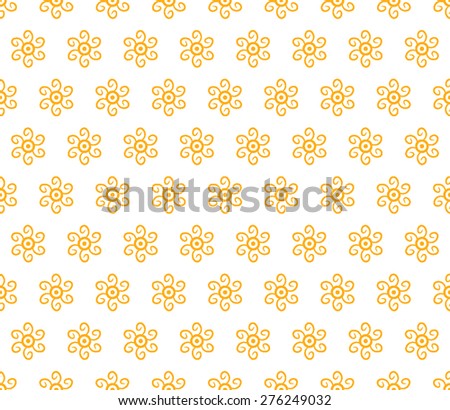 Seamless Geometric Pattern of Abstract Flowers. Yellow Color.