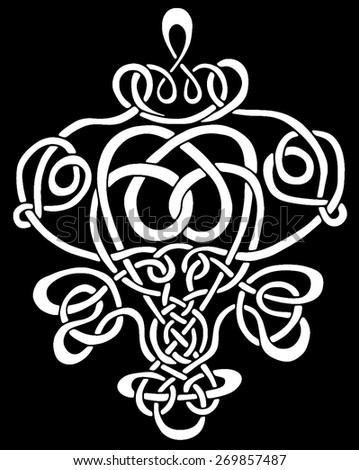 Celtic knot doodle on black background