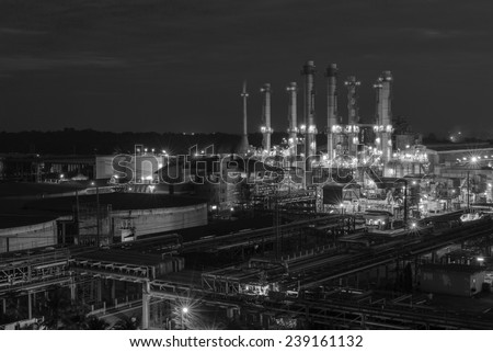 industrial factory With sunset light  B&W tones.